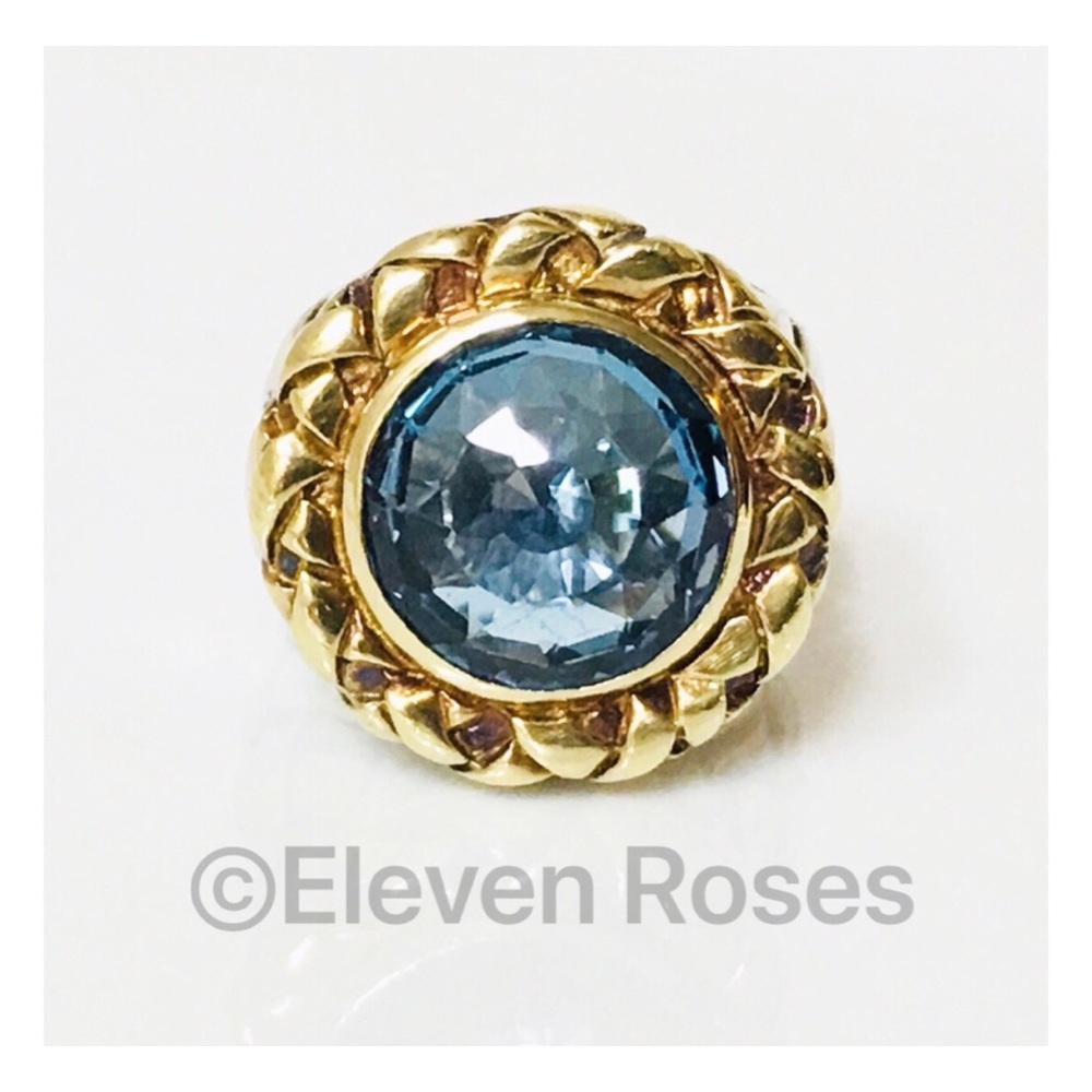 Saint By Sarah Jane Sterling 18k Blue Topaz Ring